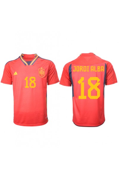 Fotbalové Dres Španělsko Jordi Alba #18 Domácí Oblečení MS 2022 Krátký Rukáv